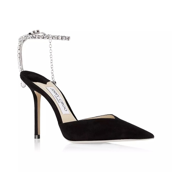 Jimmy Choo Saeda Suede Crystal Pump - Picture 3 of 11